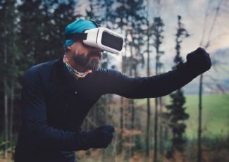 older adult using virtual reality